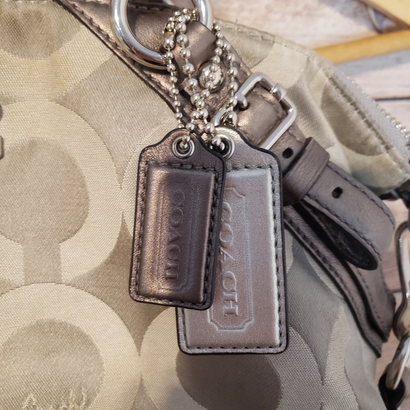 COACH Madison Sophia Dotted OP Art Silver Satchel - Picture 5 of 11